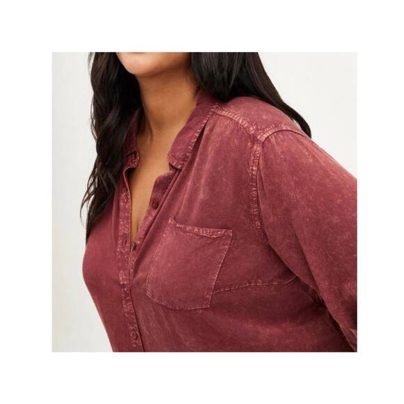 TORRID Twill Button-Up Long Sleeve Shirt Sz 1 - Picture 2 of 9